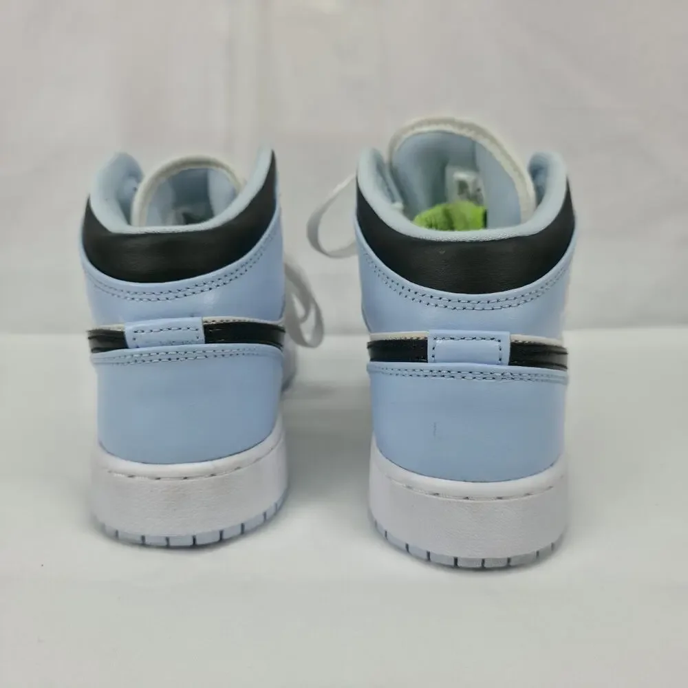Nike Air Jordan 1 Mid GS 5.5Y Ice Blue Black White Basketball Shoes Streetwear